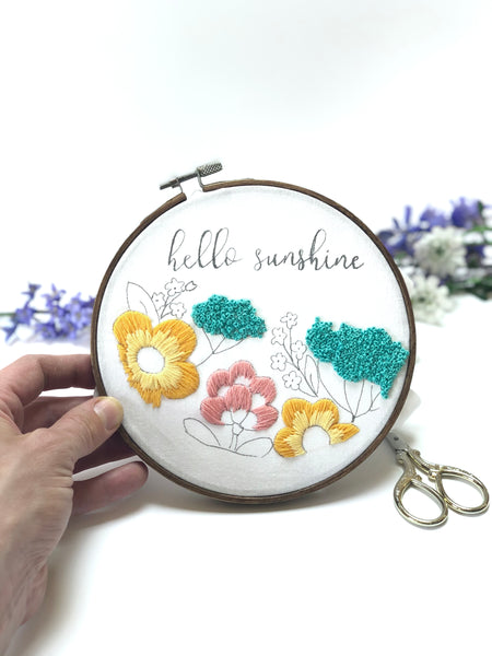 Free Embroidery Pattern of the Month - May- "hello sunshine"