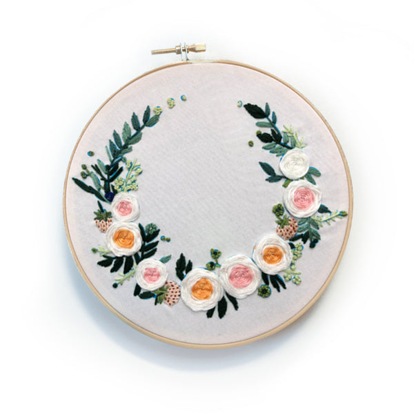 White Flowers Embroidery Kit