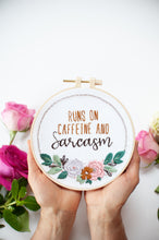 Load image into Gallery viewer, Funny Embroidery Pattern: Caffeine and Sarcasm
